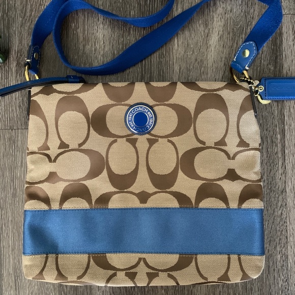 Coach blue brown bag - Picture 2 of 5